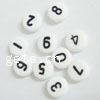 Perles en plastique, Anneau ovale, avec le motif de lettre, blanc Environ 1.3mm Vendu par sac[
