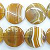 Yellow Line Brazil Agate Beads, Flat round, Sold per  Strand