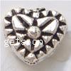 Zinc Alloy Heart Beads, plated cadmium free 