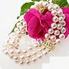 Pulseras de la perla, Perlas cultivadas de agua dulce, latón cierre de caja, 3-aro, más colores para la opción, 6--7mm, longitud:7.5 Inch, Vendido por Sarta