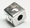 No Troll Thailand Sterling Silver European Beads, Cube, without troll Approx 4.5mm 