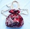 Satin Jewelry Pouches Bags, Rectangle, with flower pattern, red 
