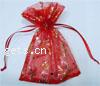 Organza Jewelry Pouches Bags, Christmas jewelry, red 