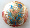 Smooth Cloisonne Beads, Flat Round, with flower pattern, 30mm 