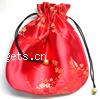 Атласная Подарочная сумка, сатин, Прямоугольная форма, с цветочным узором, красный продается PC