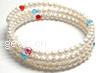 Pulseras de perlas de cristal, con Perlas cultivadas de agua dulce, 3-aro, 4-5mm, longitud:7.5 Inch, Vendido por Sarta