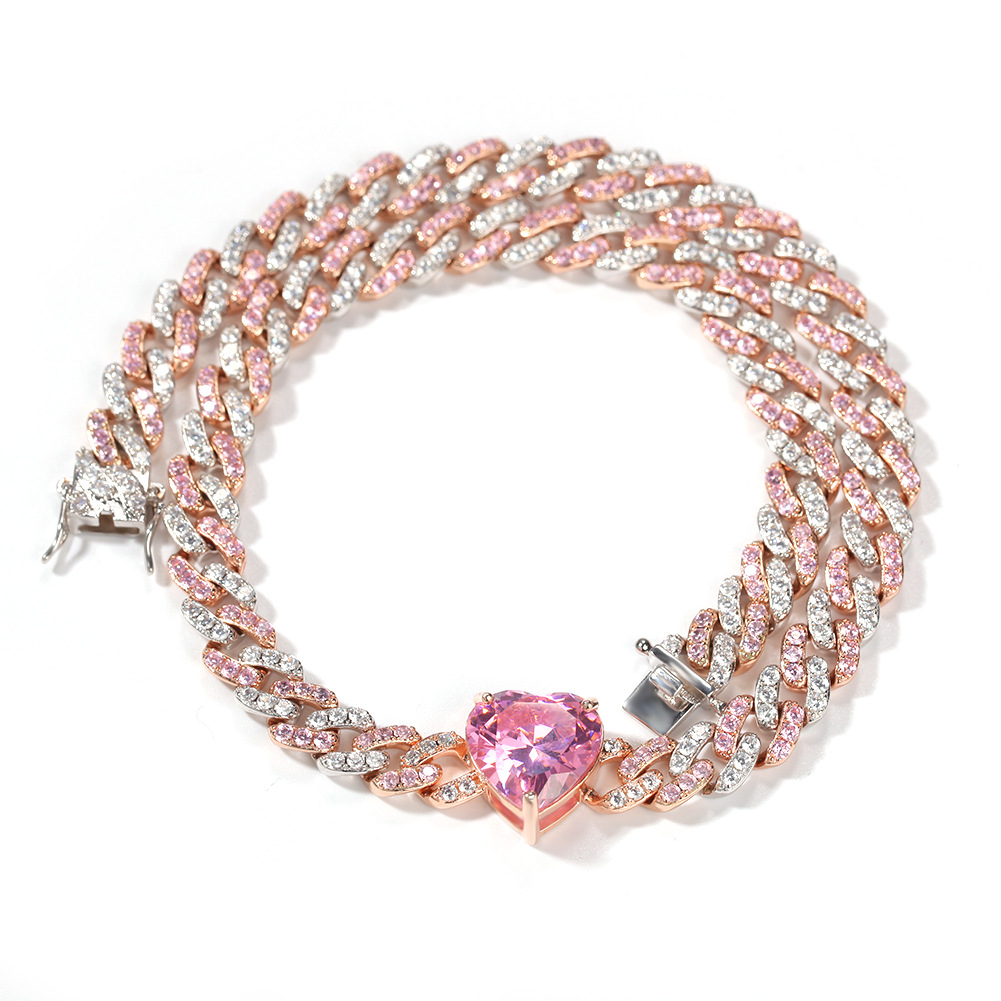 14inch necklace ( Pink a half stone + powder chain