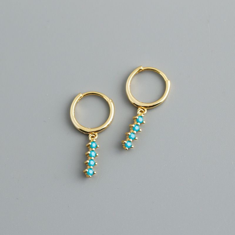  gold color plated with blue rhinestone