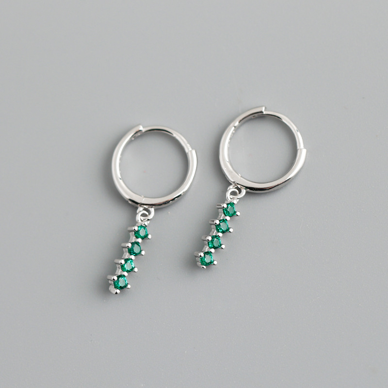  platinum color plated with green rhinestone