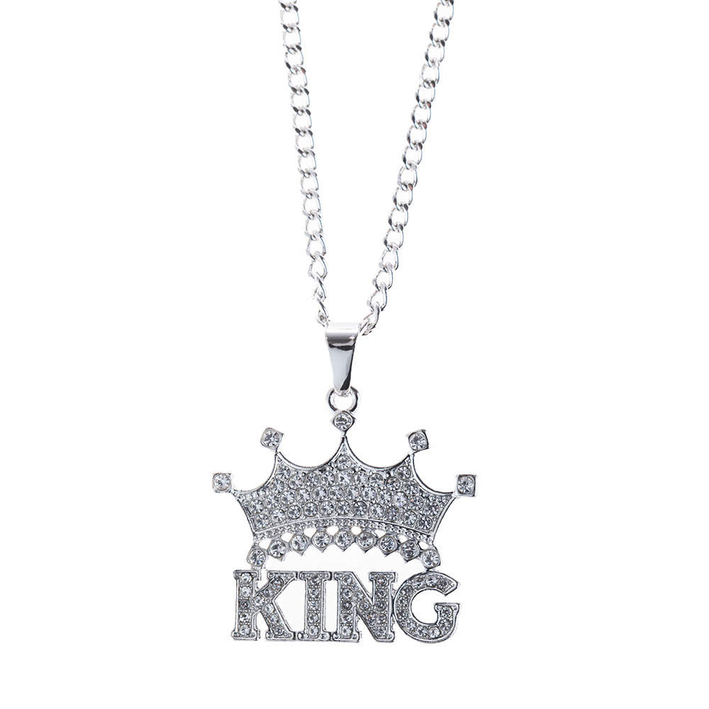 1 Silver King Crown Necklace Set with Diamond