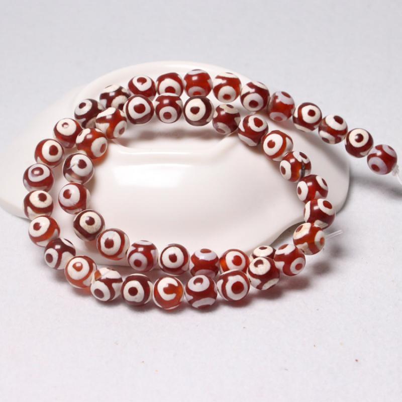 Red and white three-eye sky beads 12mm (about 30 p