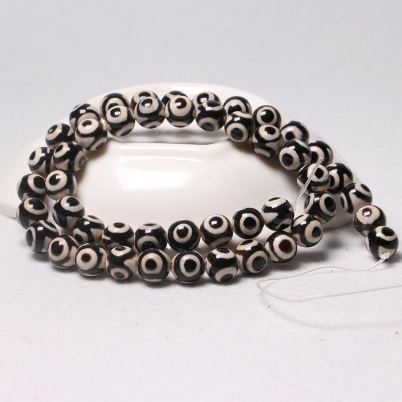 Black and white three-eye sky beads 8mm (about 47