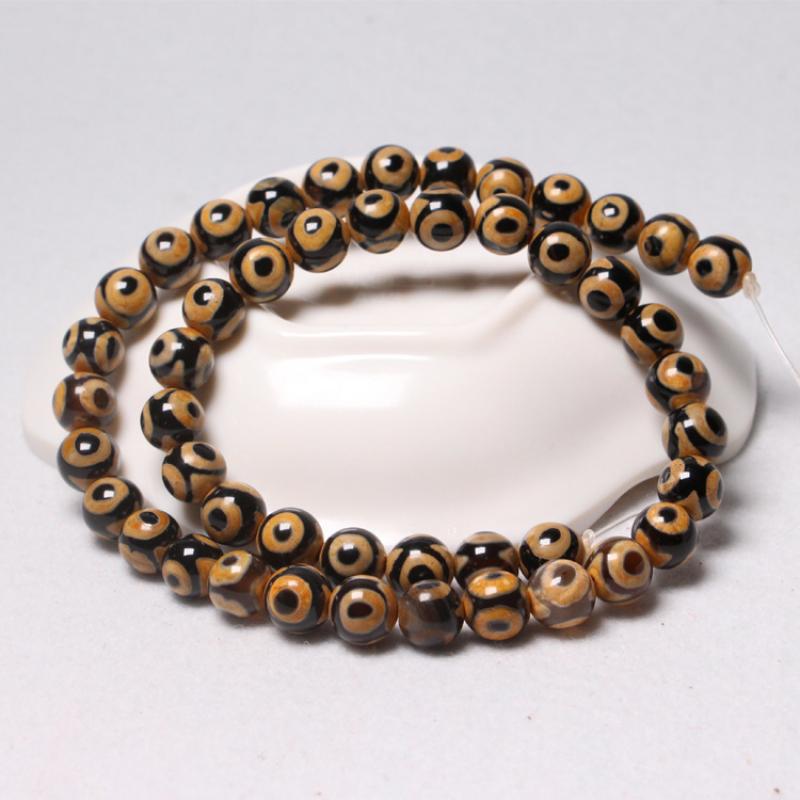 Yellow and black three-eye sky beads 8mm (about 47