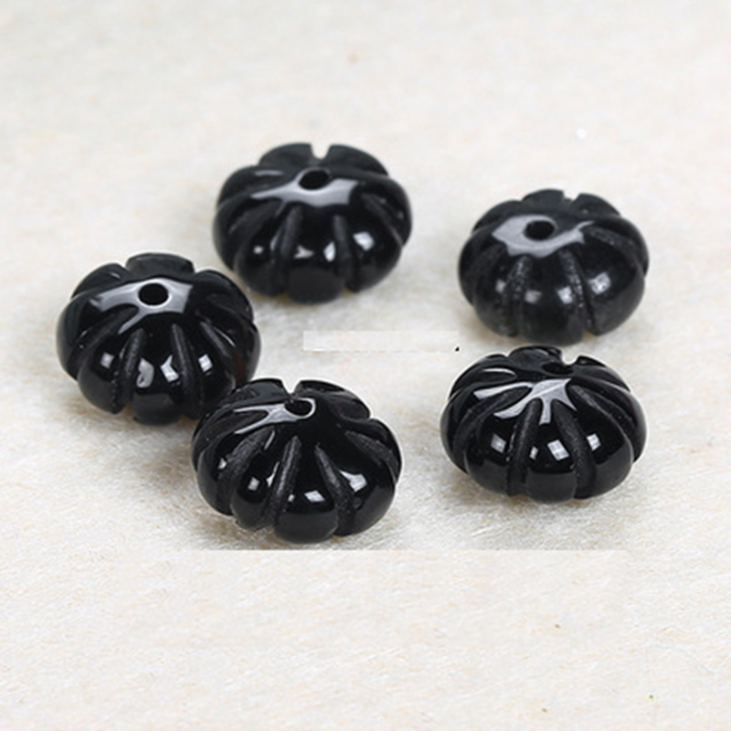 Natural black agate eight-petal perforated flower