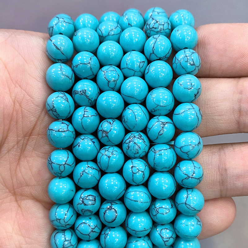Synthetic lake blue turquoise 4MM, about 92, about