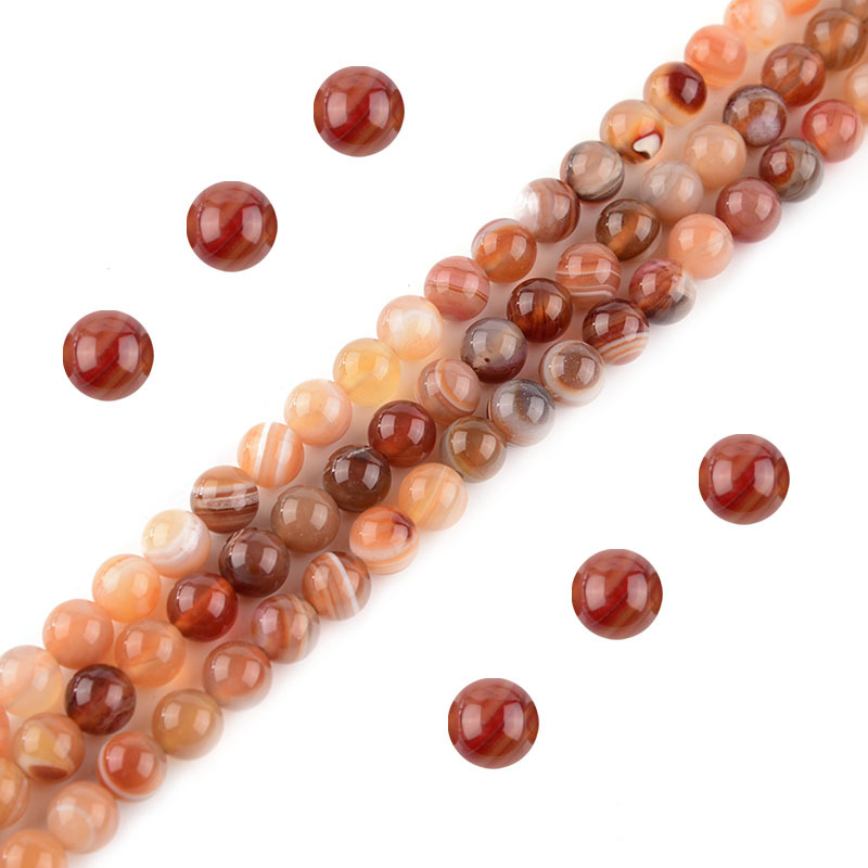 Light red stripe agate 6mm (60 pieces)