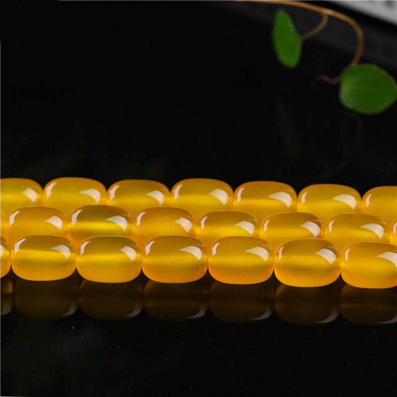 Yellow agate barrel beads 10mm*14mm ( 28 per cent