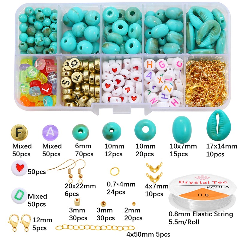 10-compartment box imitation turquoise + letter be
