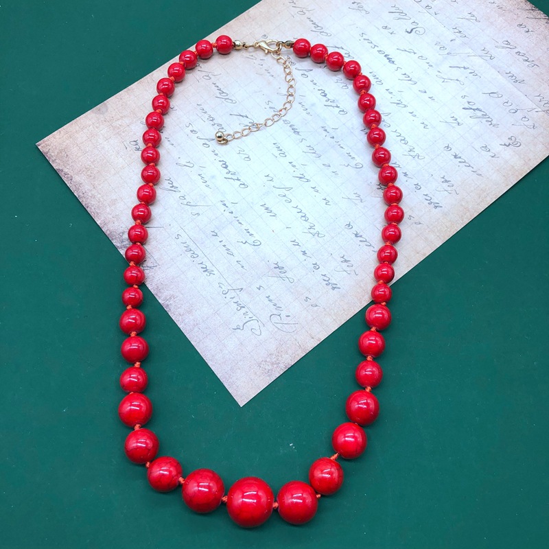 Red turquoise single necklace 48CM+6CM 52G