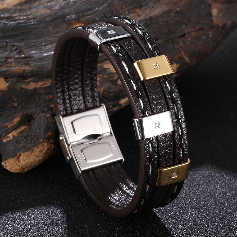 Brown leather [steel gold]: 175mm