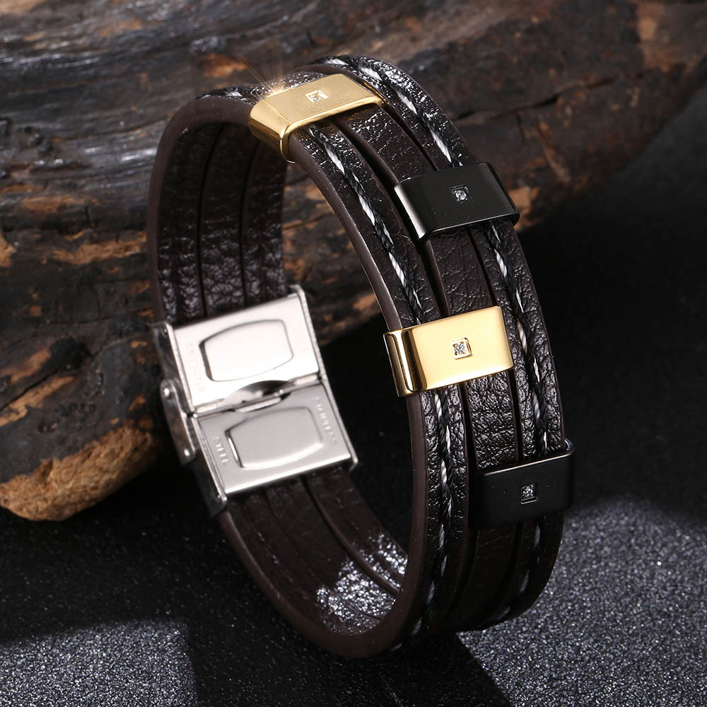 Brown leather [black and gold]: 175mm