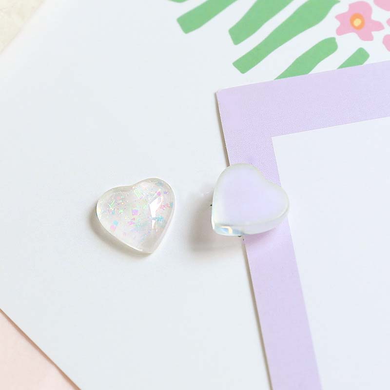 1#Colorful white heart 12x12mm