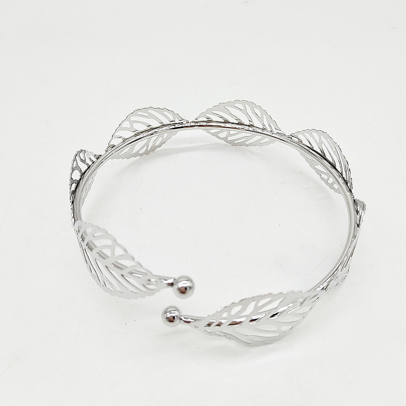 Leaf arm ring silver