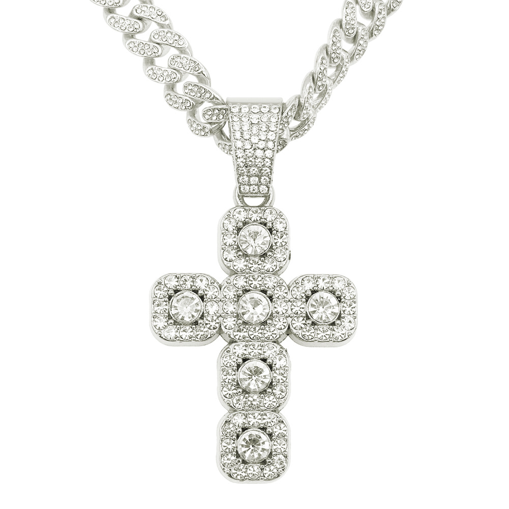 Silver (cross)-with Cuban chain