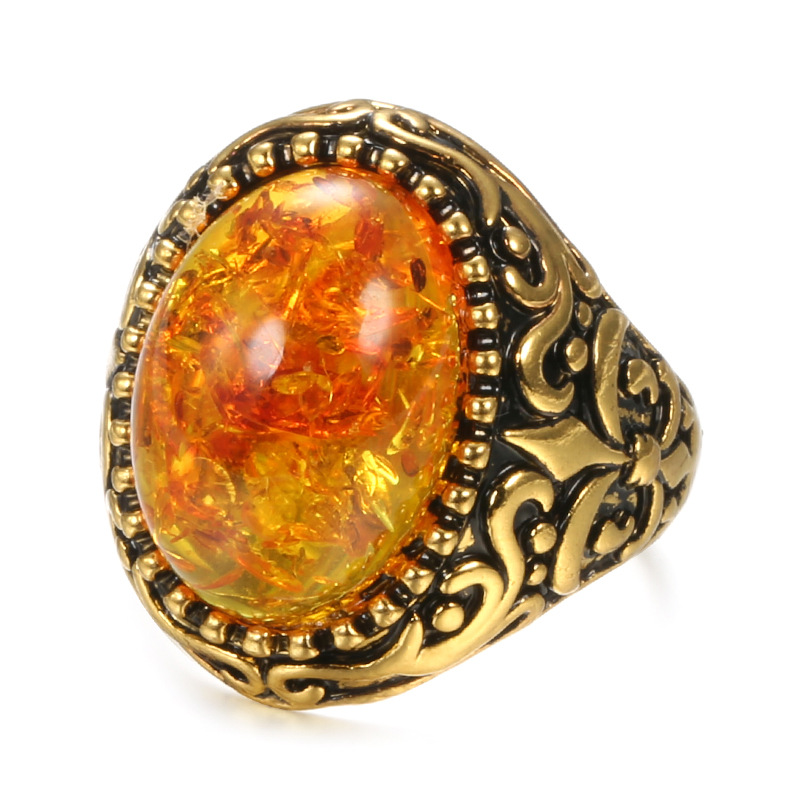 Golden amber stone US Size #7