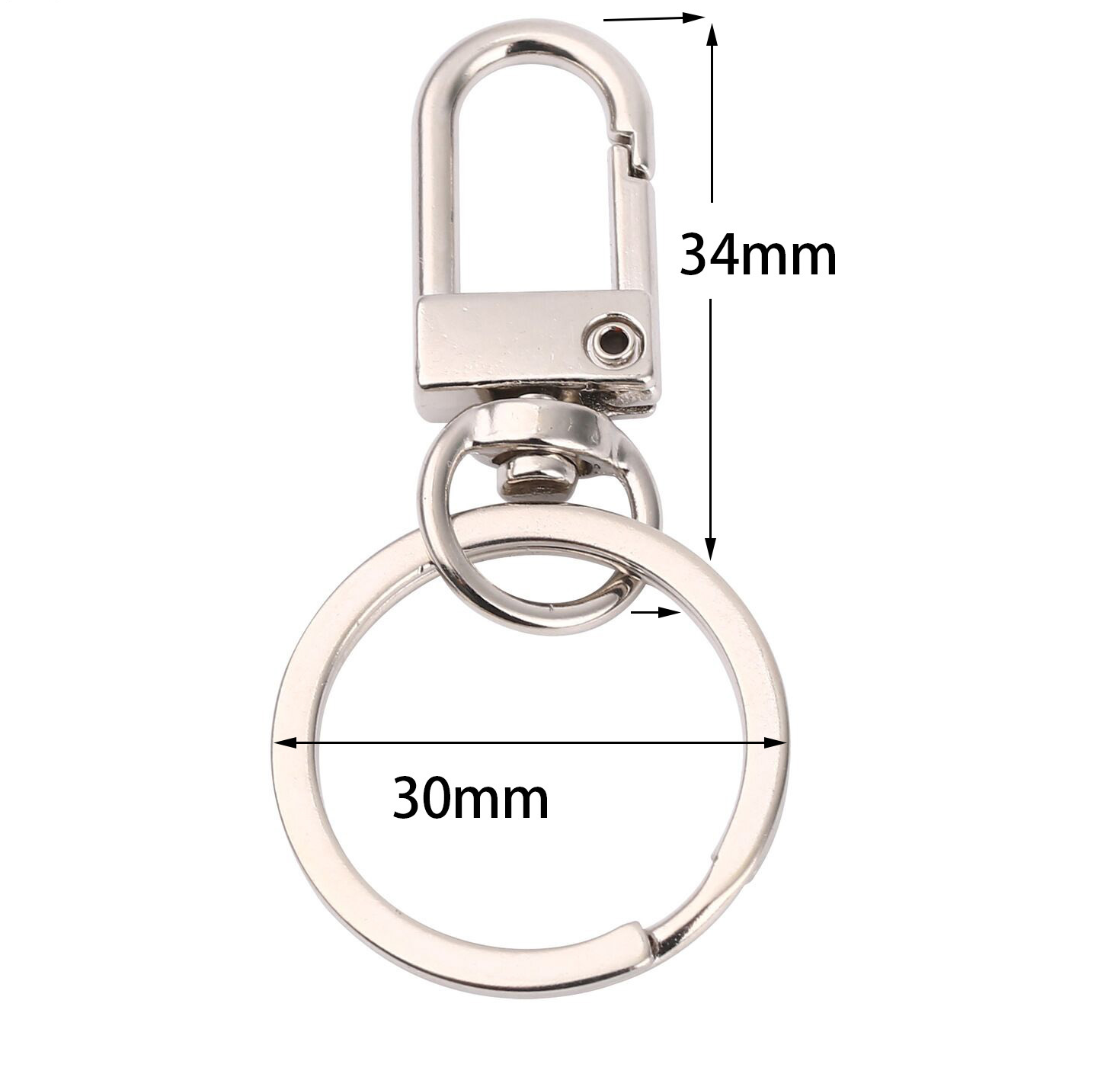 Silver 34mm keychain 30mm flat ring