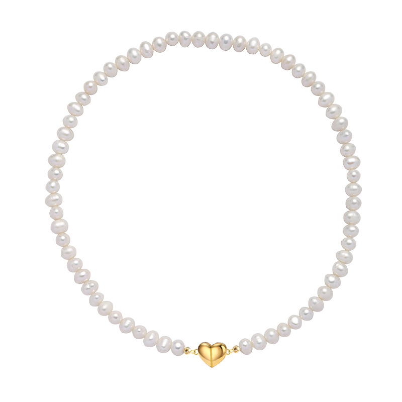 6-7 mm natural pearl, gold color, bracelet