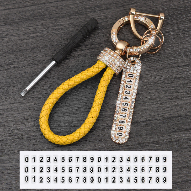 Braided rope gold diamond yellow number plate
