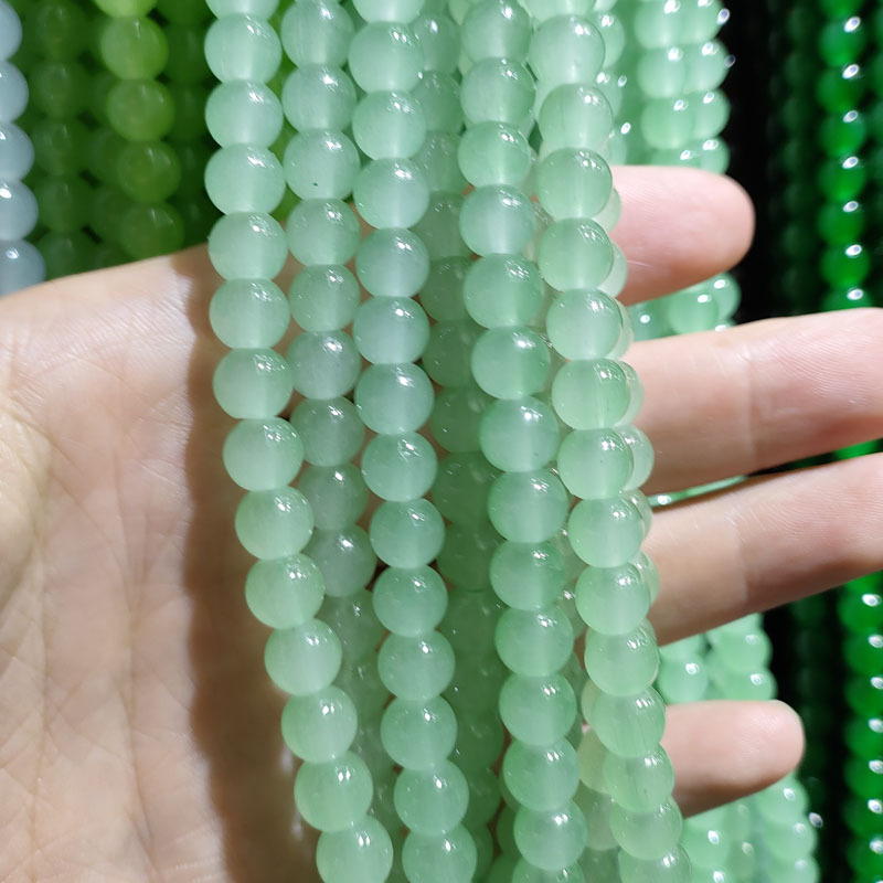 light green 6mm about 140 pieces / string
