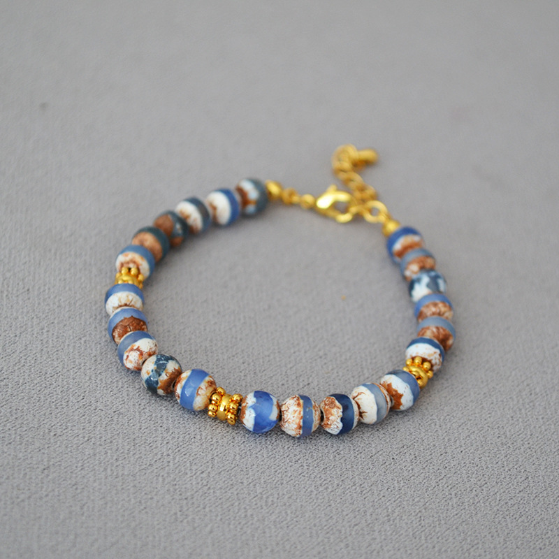 Blue metallic bead bracelet
