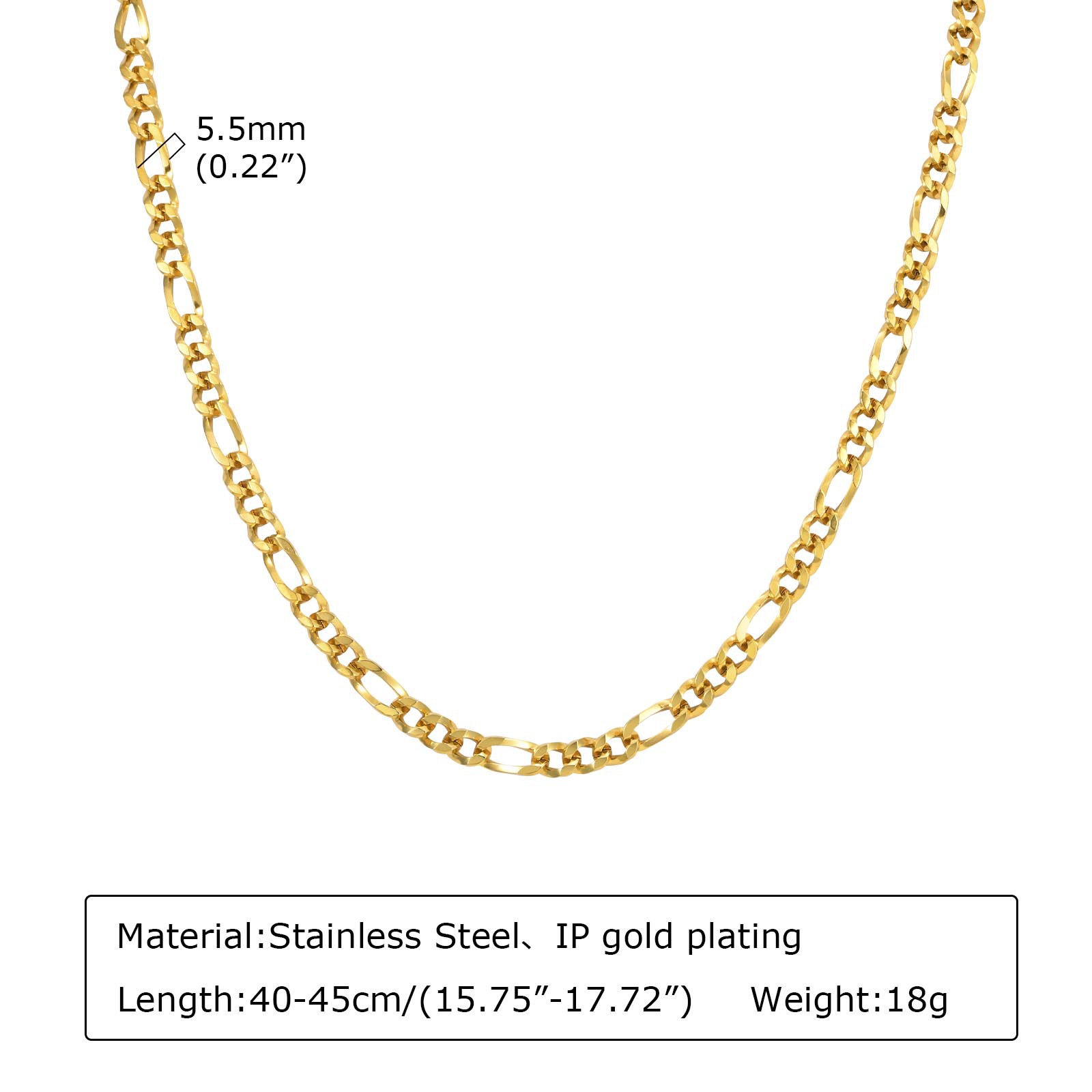 Gold: length 40,5cm