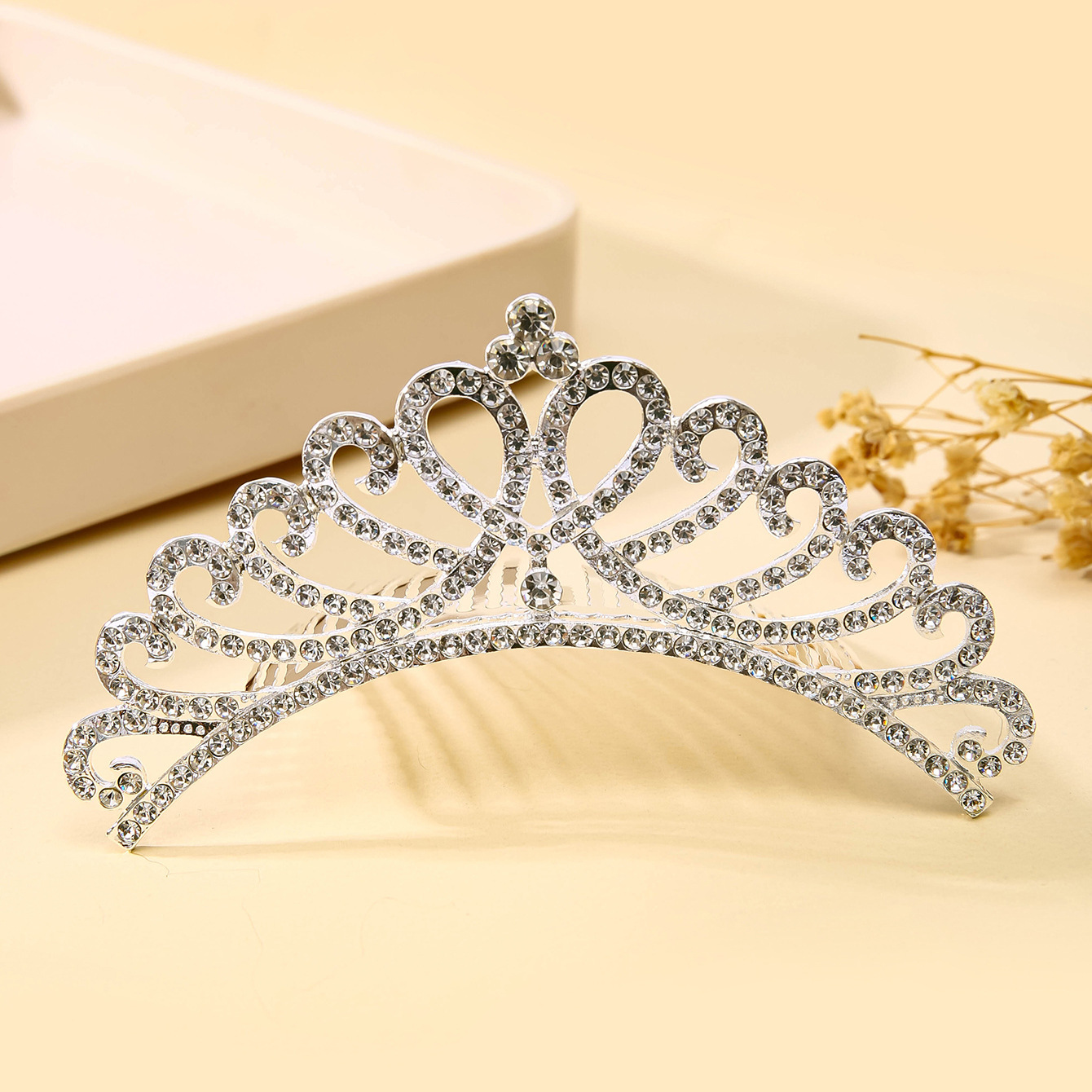 Silver Princess hair comb crown