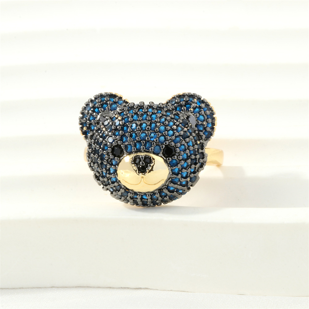Blue zirconium two-color electroplated bear