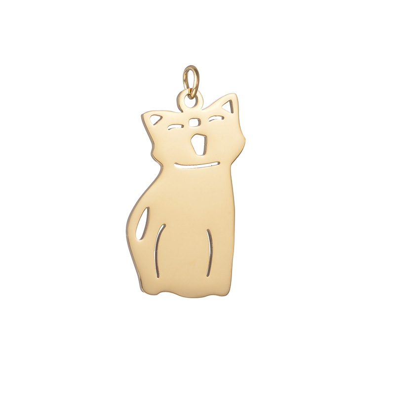 Single pendant kitten - gold