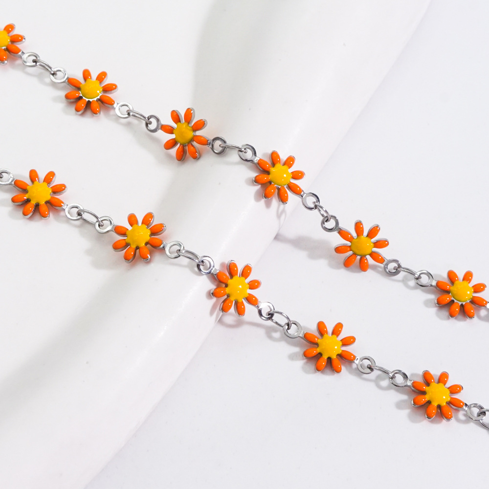 Steel color chain - orange blossom
