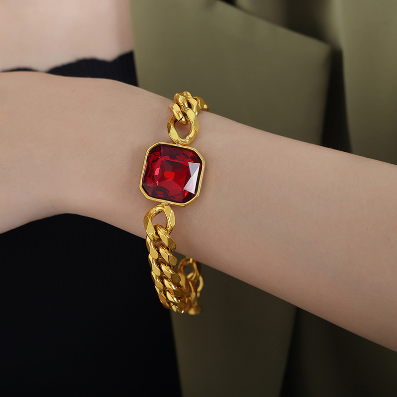 Gold red Crystal bracelet :18-3cm