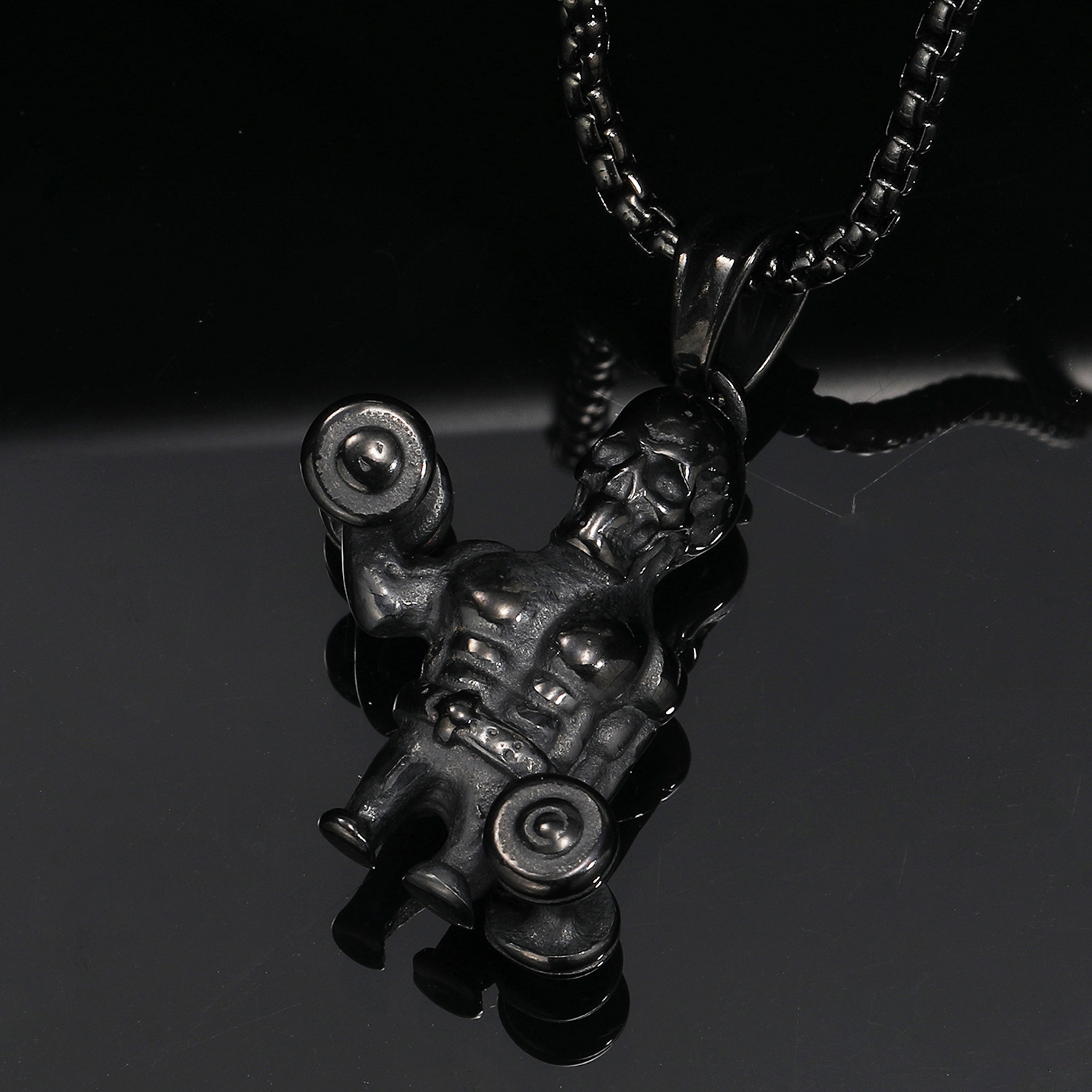 Black pendant + black 60CM square pearl chain