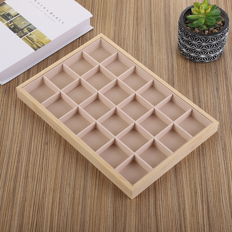 Bamboo wood 24 grid plate beige