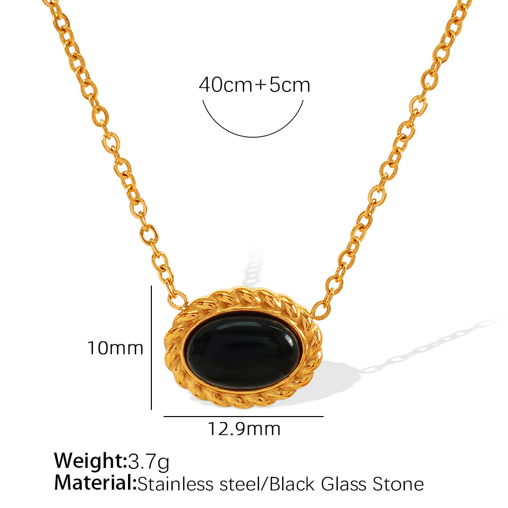 Glass stone gold necklace