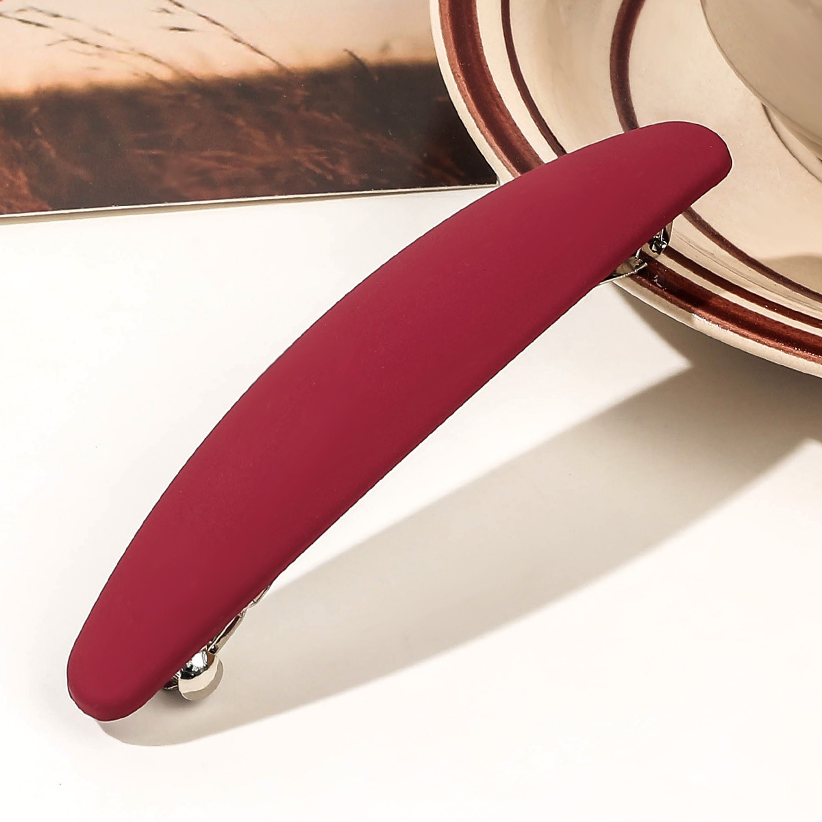 10.5cm Oval spring clip - Wine red