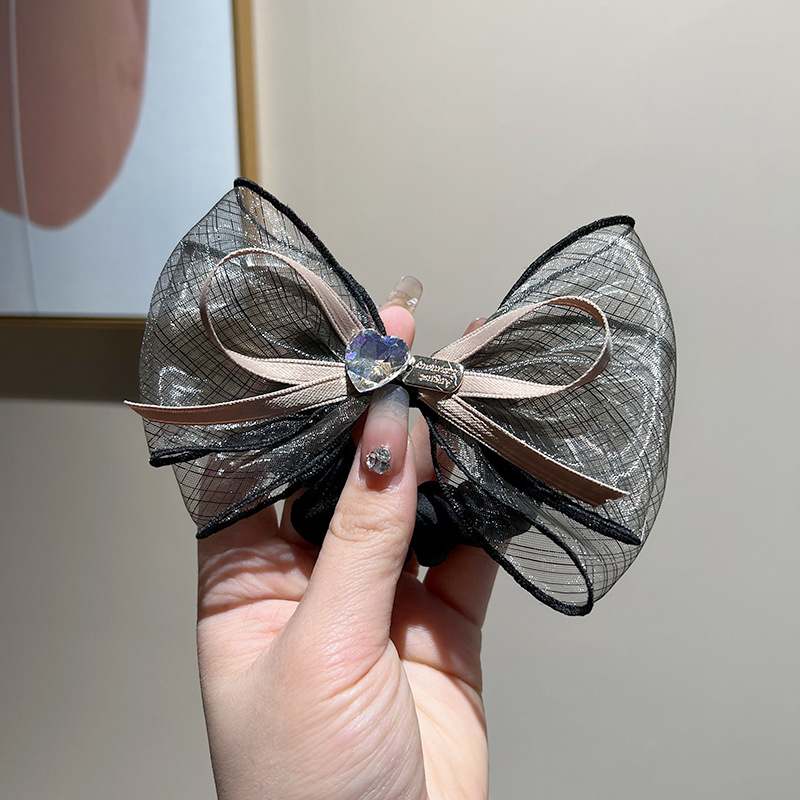 lack and grey bow scrunchie