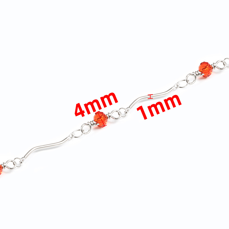 Closed S curved bar chain red 4mm+1x20mm