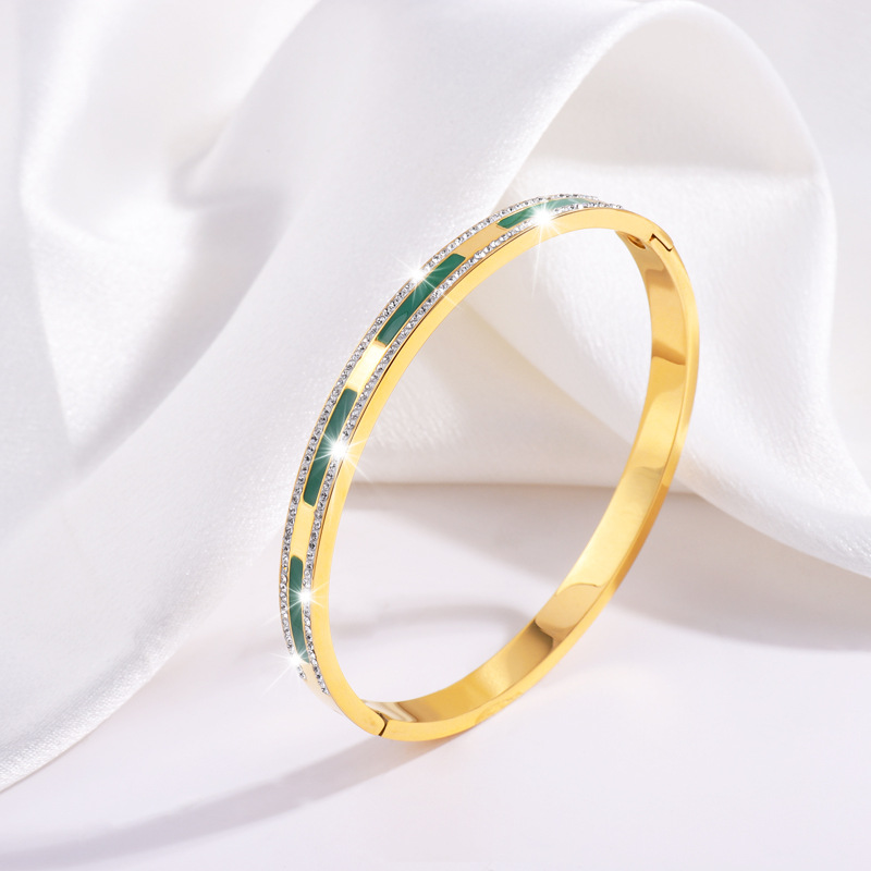 Green double row diamond bracelet