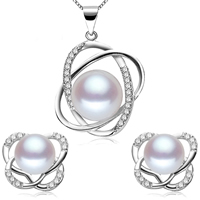 Conjunto de joya de perla de agua dulce de latón
