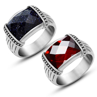 Piedras preciosas de acero inoxidable anillo de dedo