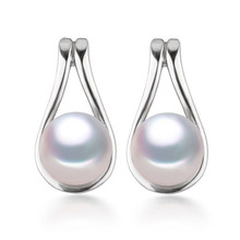 Sterling Silber natürliche Perle Stud Ohrring